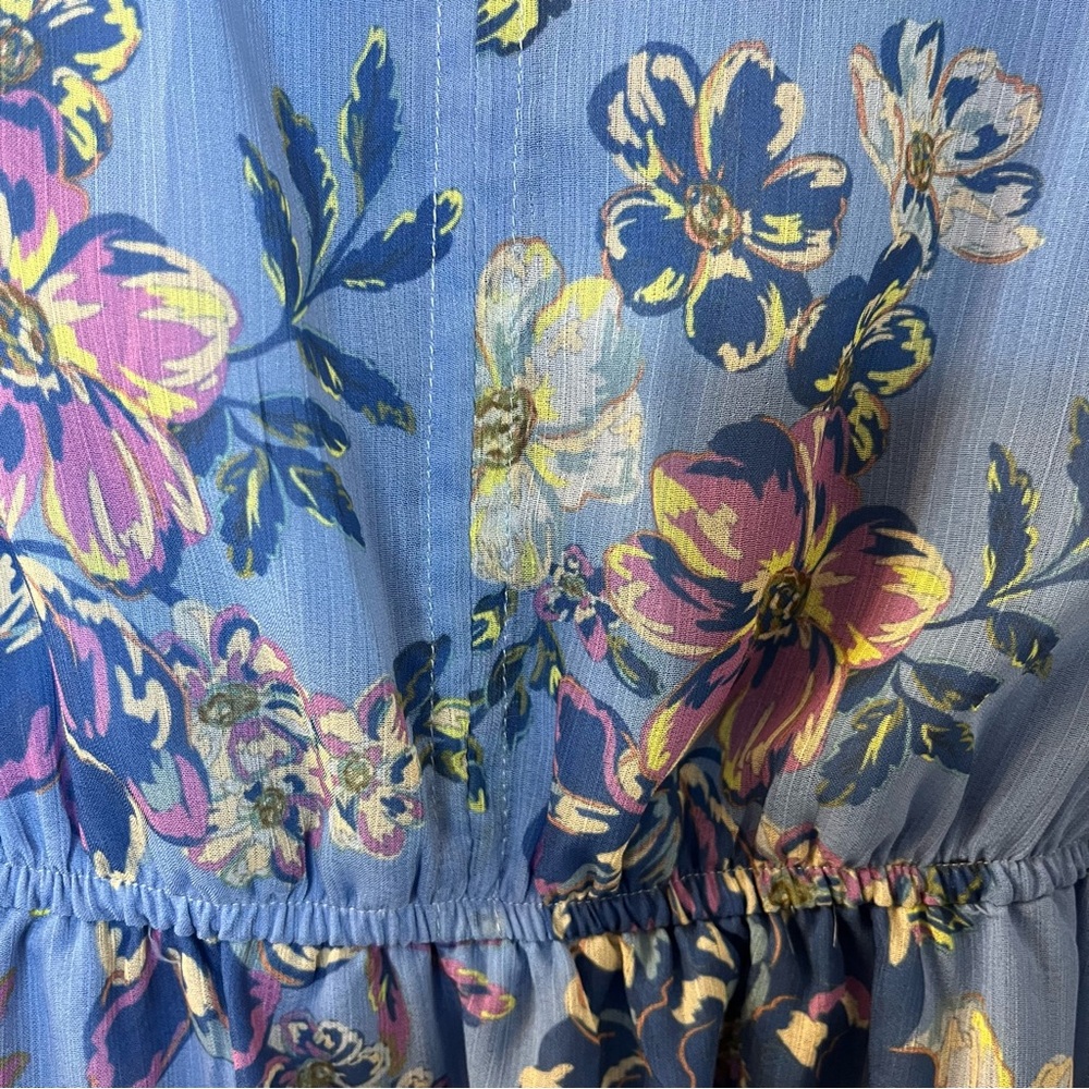 Steve Madden Allie Floral Blue Dress Sz L - Picture 8 of 11